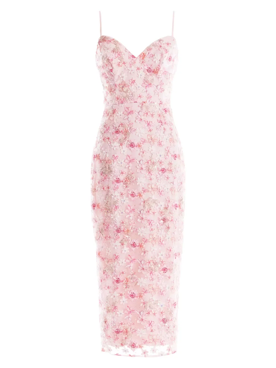 Donna Floral Applique Body-Con Midi-Dress by Dress the Population