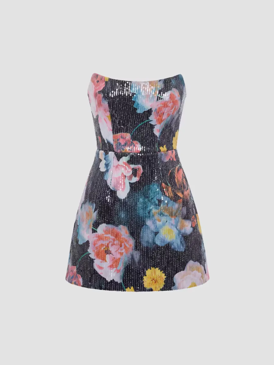 Amity Sequined Floral Mini Dress by Dress the Population