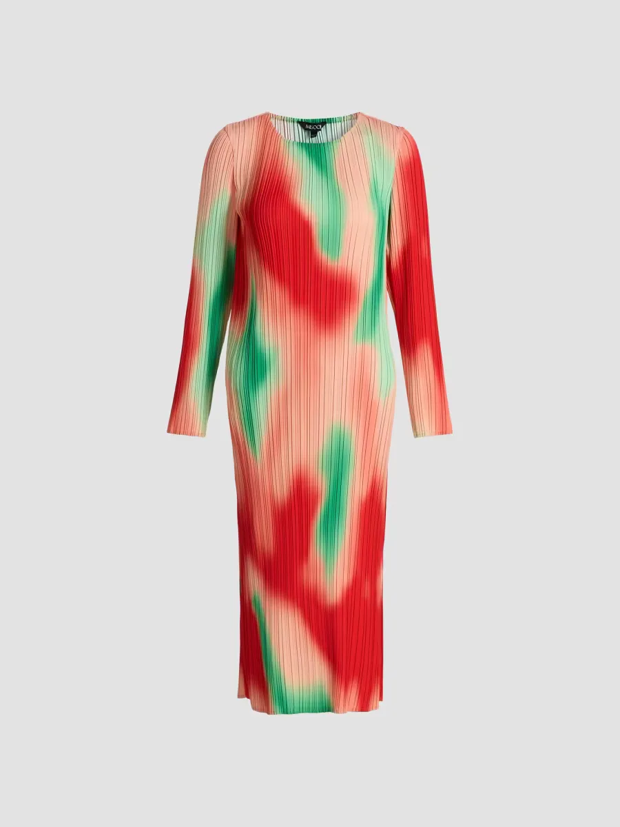 Micro-Pleated Printed Crepe Midi-Dress by Misook