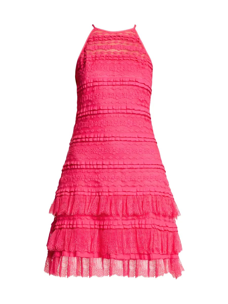 Sleeveless Puckered Lace Minidress by Tadashi