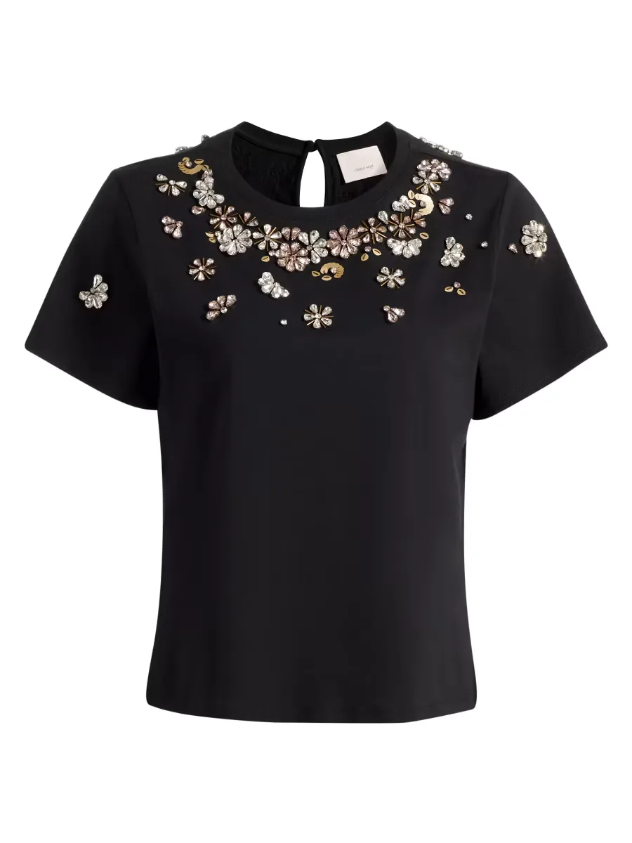 Tumbling Flowers Shrunken T-Shirt by Cinq  Sept