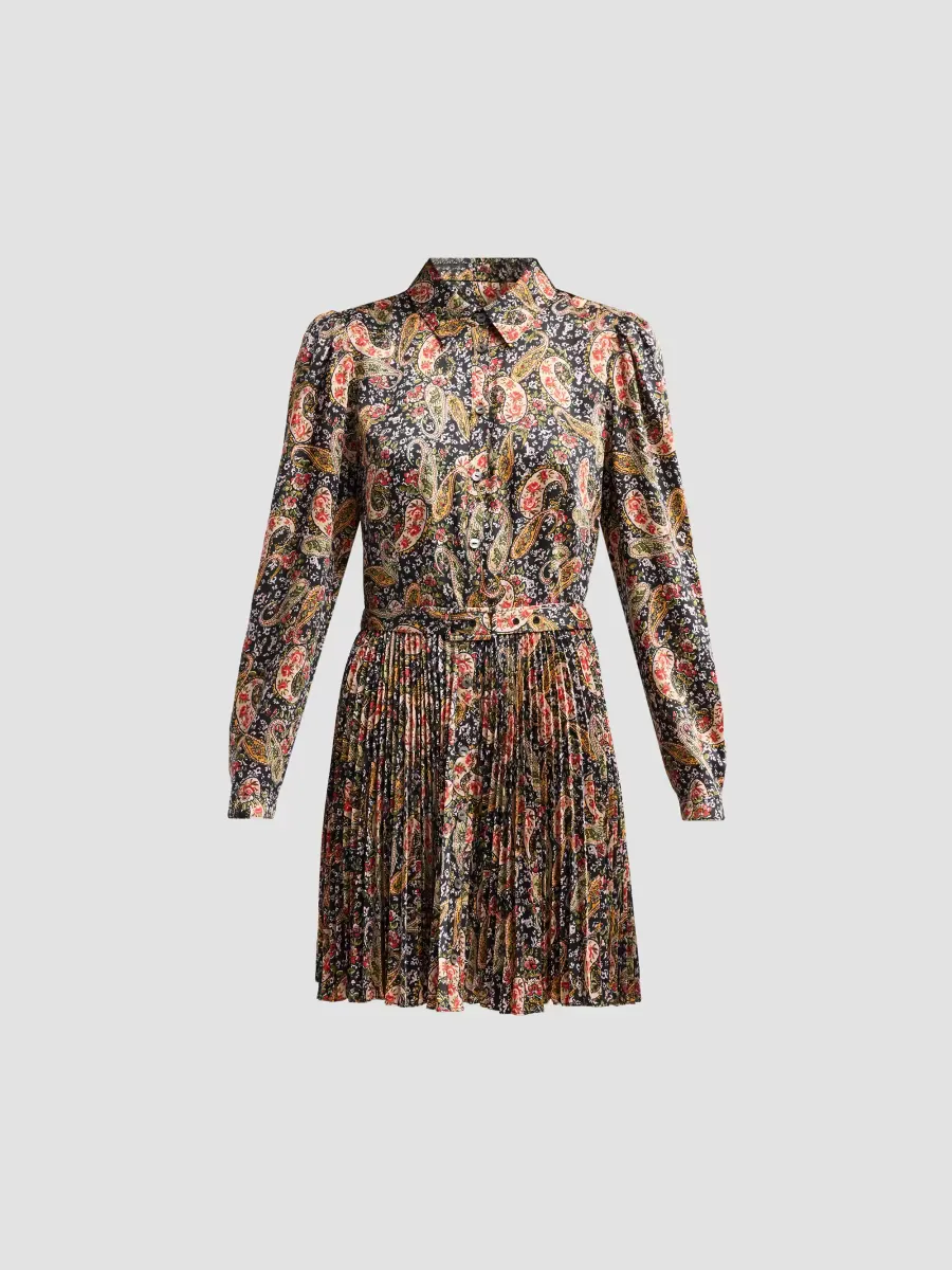 Rose Paisley Reynolds Printed Tie-Waist Mini Dress by Cinq  Sept