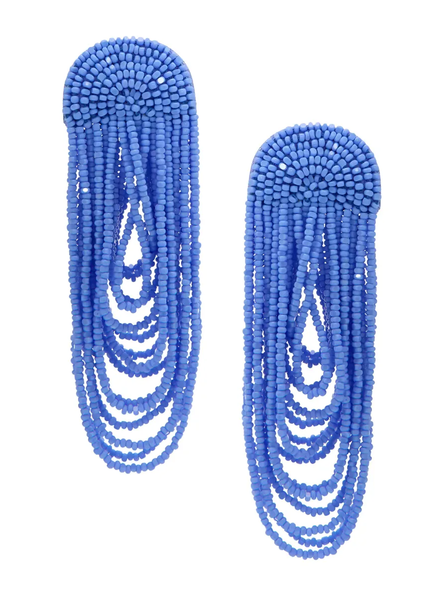 14K-Gold-Plated & Glass Beaded Clip-On Earrings by Oscar de la Renta