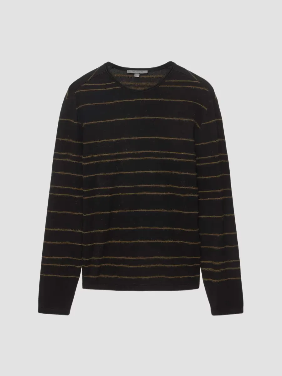 Everly Textured Stripe Crewneck Top by John Varvatos