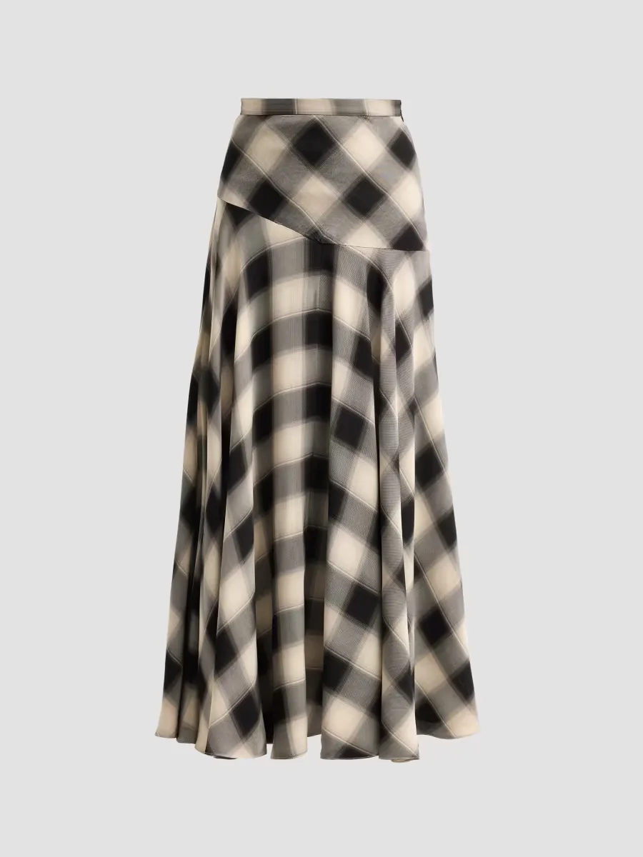 Tess Ombré Plaid Maxi Skirt by Adam Lippes