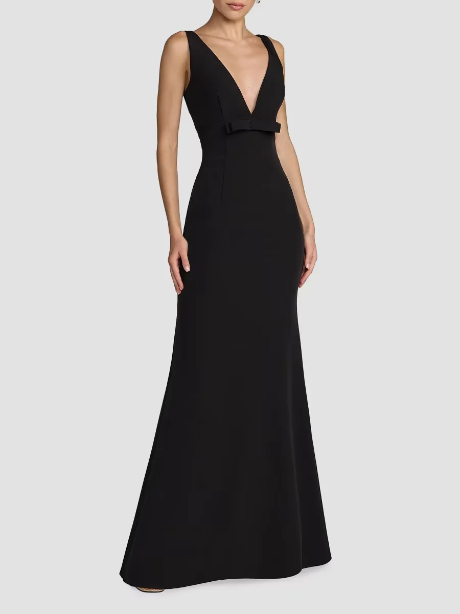 Mac Duggal Bow Crepe Sleeveless Mermaid Gown by M.A.C.