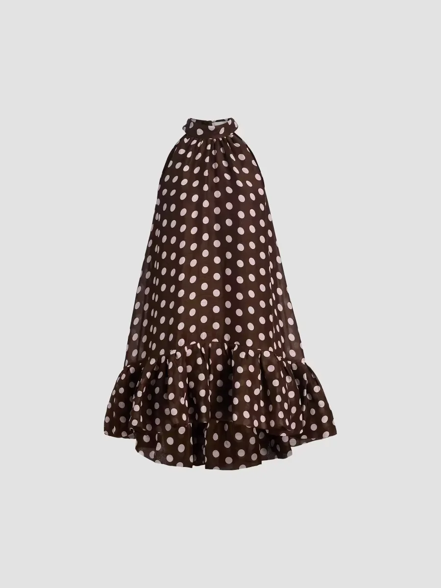 Arca Polka Dot Linen-Silk Tent Minidress by Cara Cara