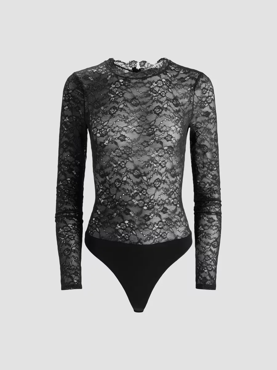 Taeyn Lace Crewneck Bodysuit by Alice + Olivia