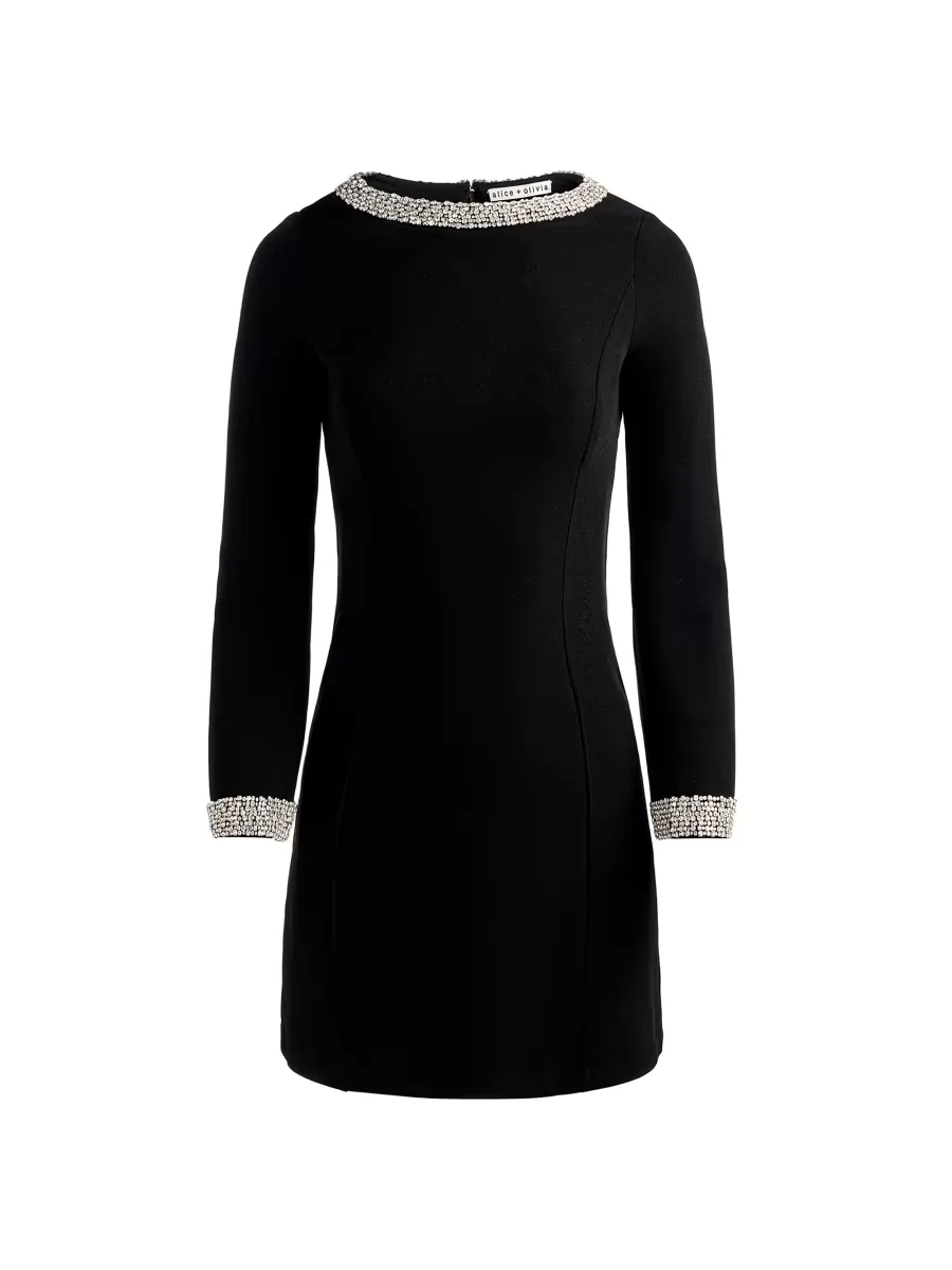 Mailynn Embellished-Trim Bell-Sleeve Minidress by Alice + Olivia