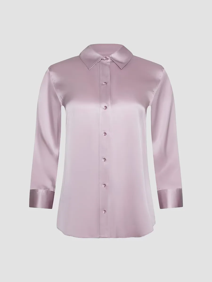 Dani Three-Quarter Sleeve Silk Shirt by L'AGENCE