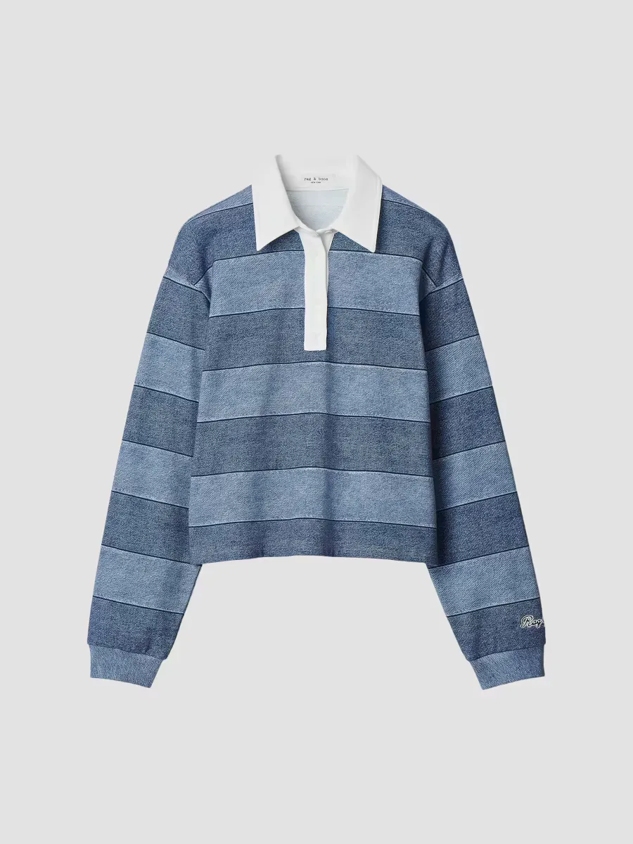 Rb Miramar Striped Cotton Terry Rugby Polo Shirt by rag & bone