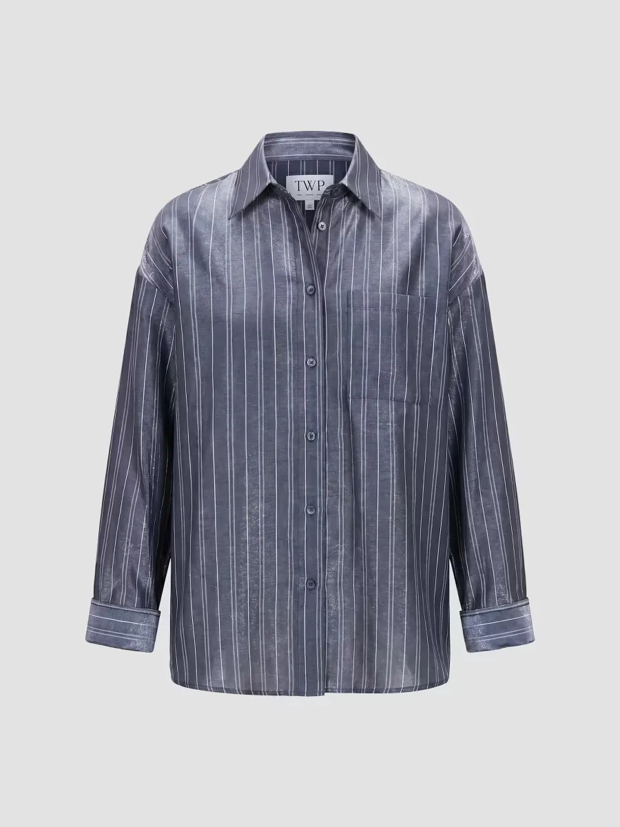 Something Borrowed Striped Cotton-Blend Shirt by TWP
