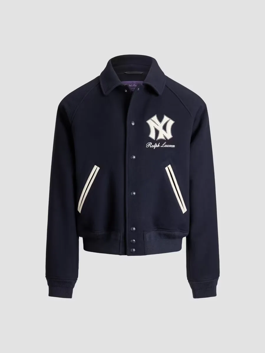 Ralph Lauren Purple Label Yankees Appliqué Shearling-Lined Wool Jacket by Ralph Lauren
