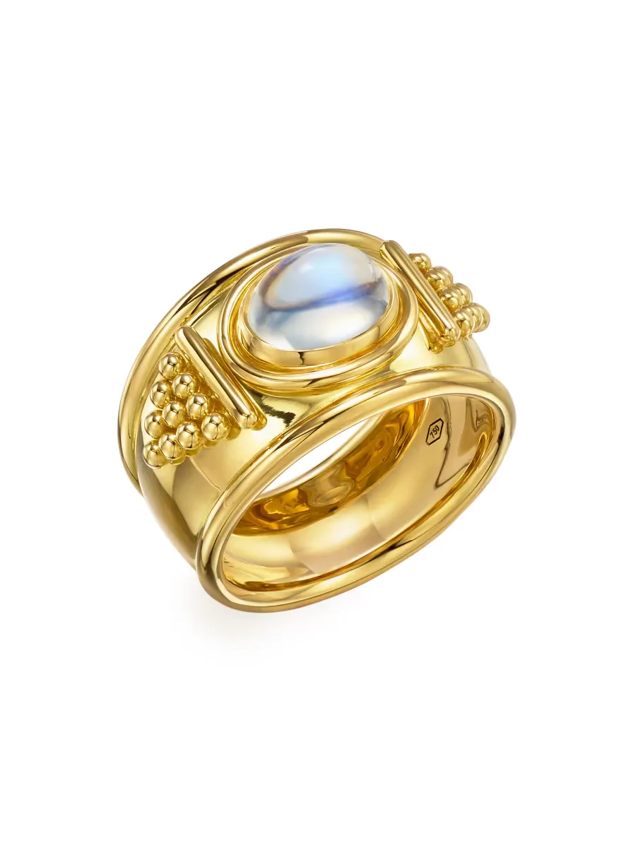Florence86 18K Yellow Gold & Blue Moonstone Pyramid Ring by Temple St. Clair