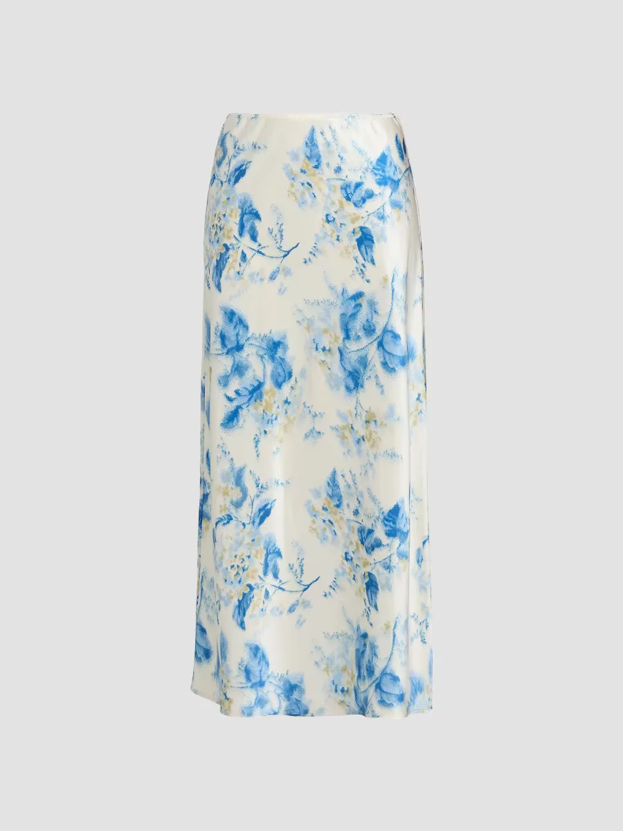 Layla Floral Silk Midi Skirt by Reformation