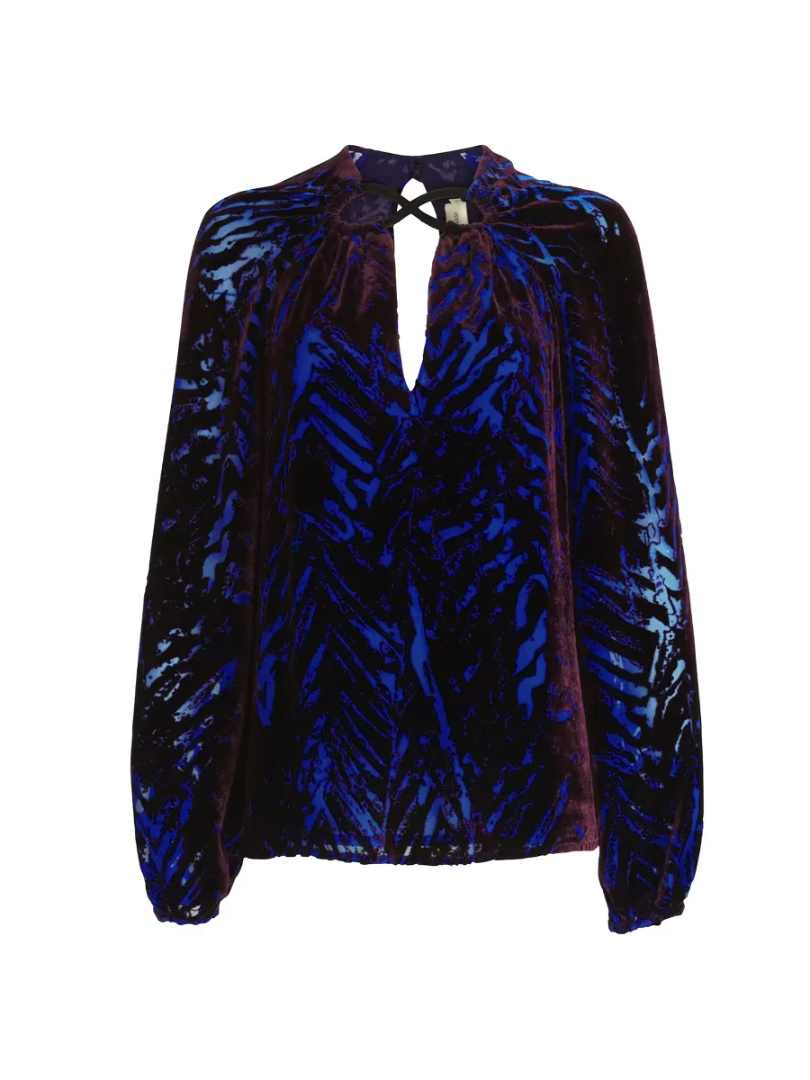 Ximena Animal-Pattern Velvet Blouse by Silvia Tcherassi