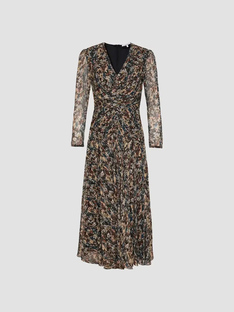 Sonia Floral Georgette A-Line Midi Dress by Santorelli
