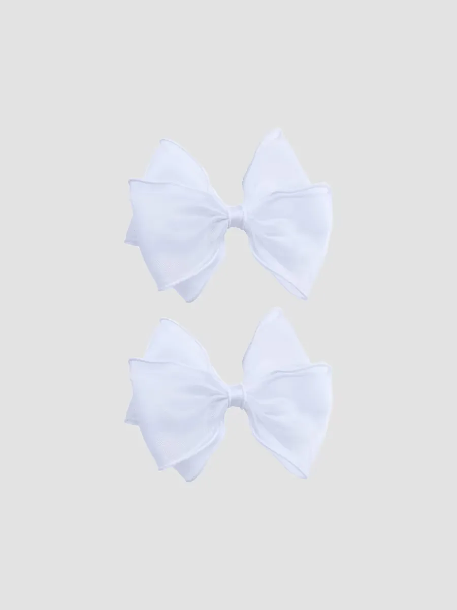 Pure White Bow Hair Clip Set by Tulleen