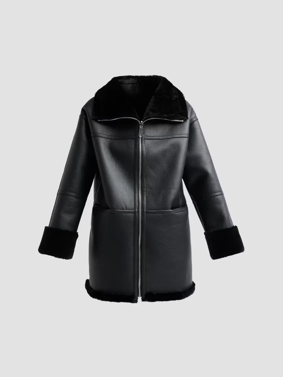 Reversible Faux-Leather & -Shearling Coat by Mercer Collective