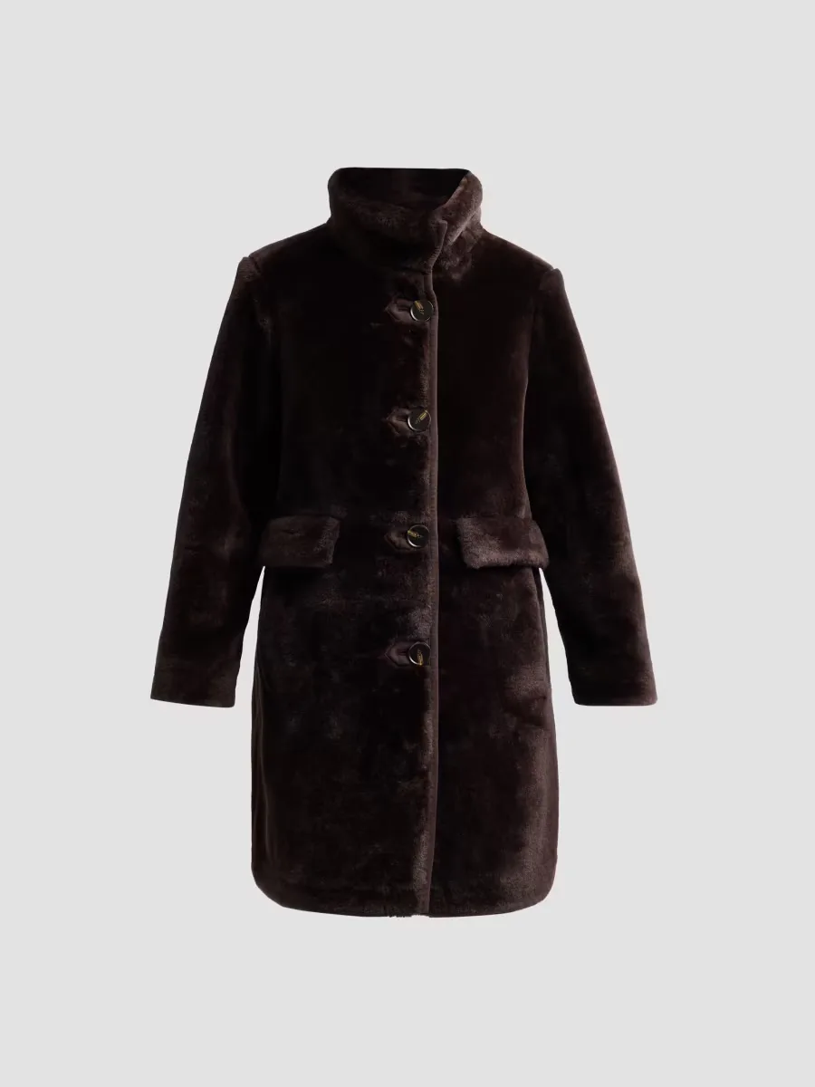 Faux Fur Button-Front Coat by Mercer Collective