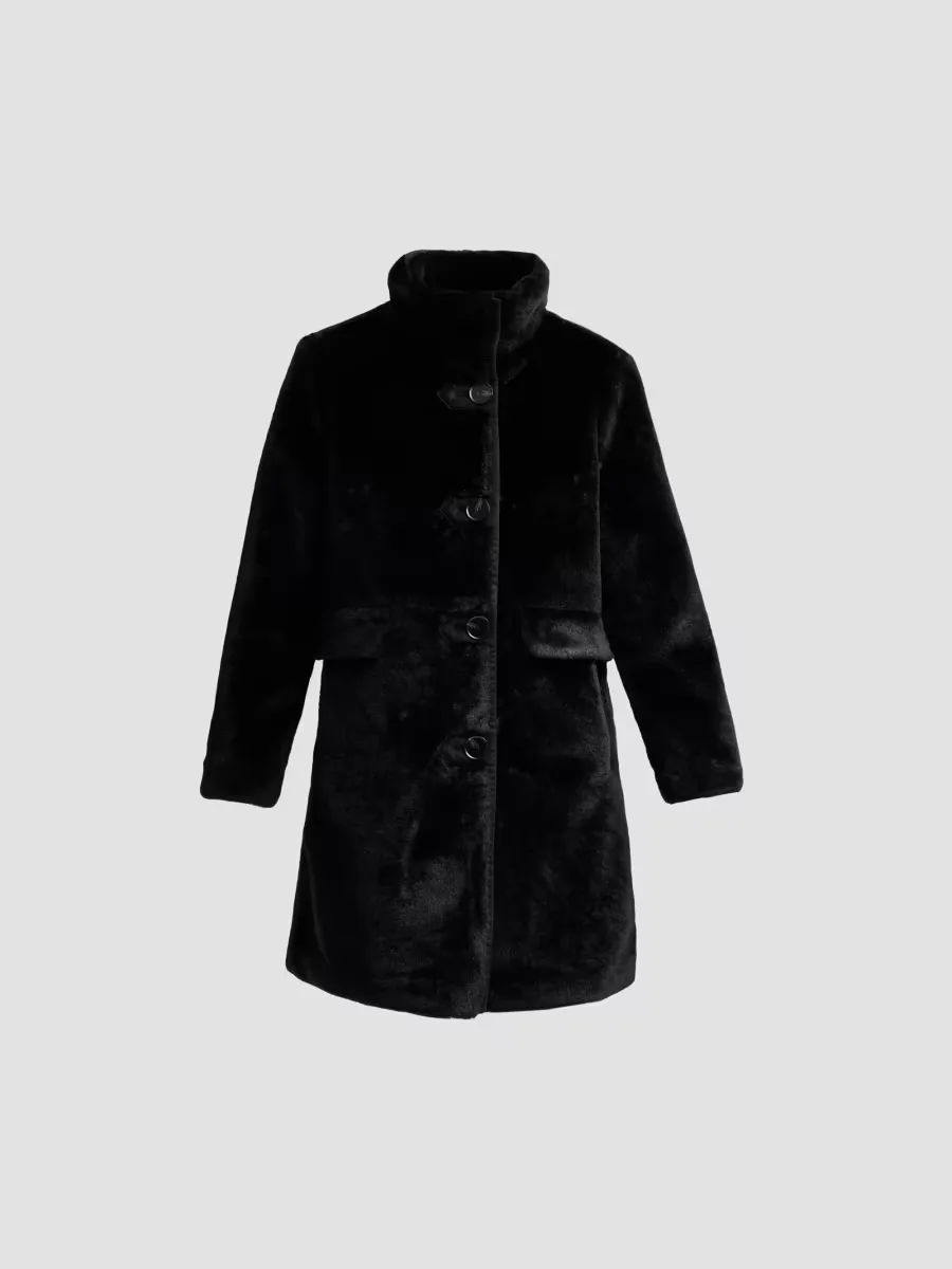 Faux Fur Button-Front Coat