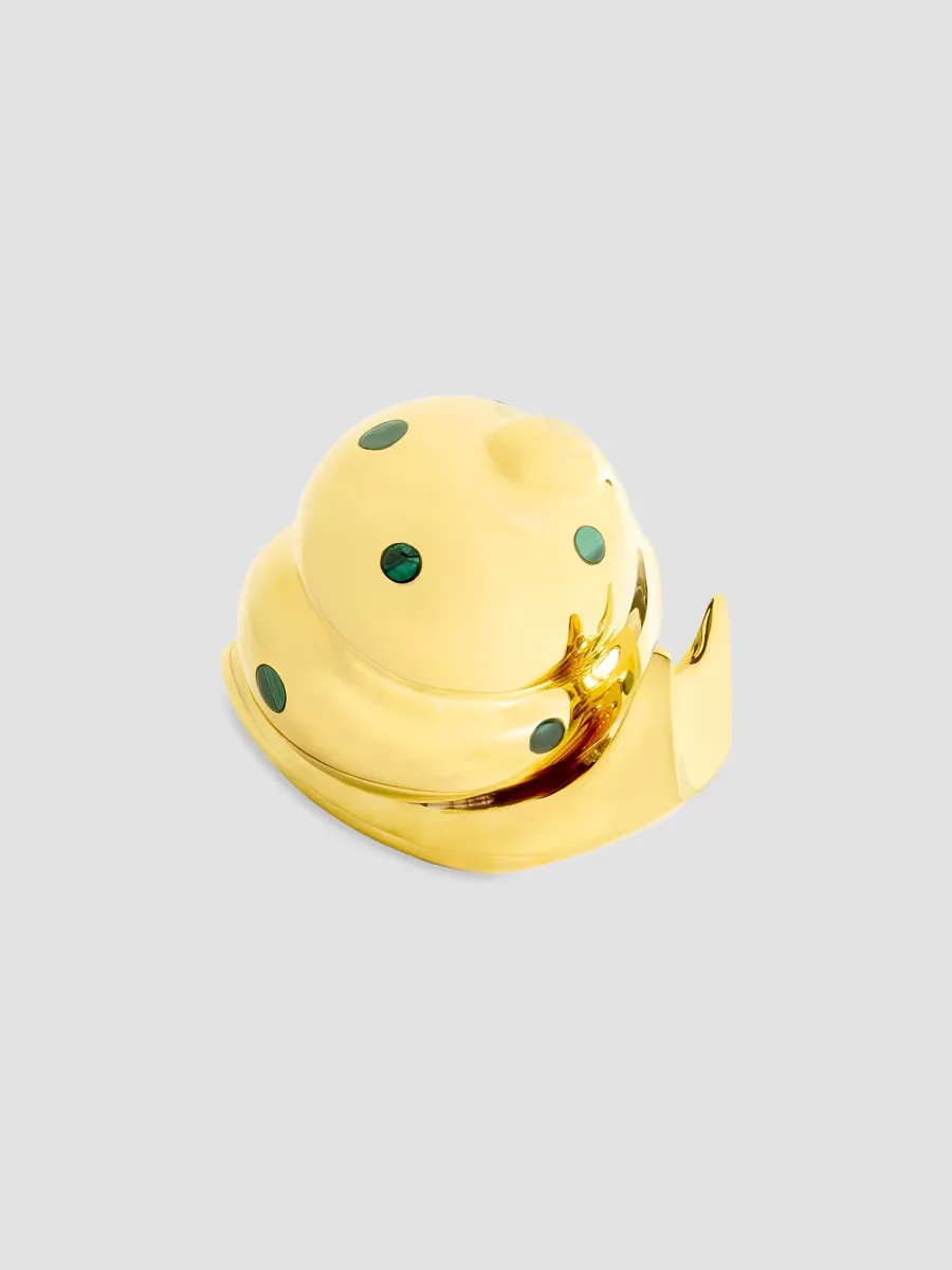 Goldtone & Malachite Snail Box by Jonathan Adler