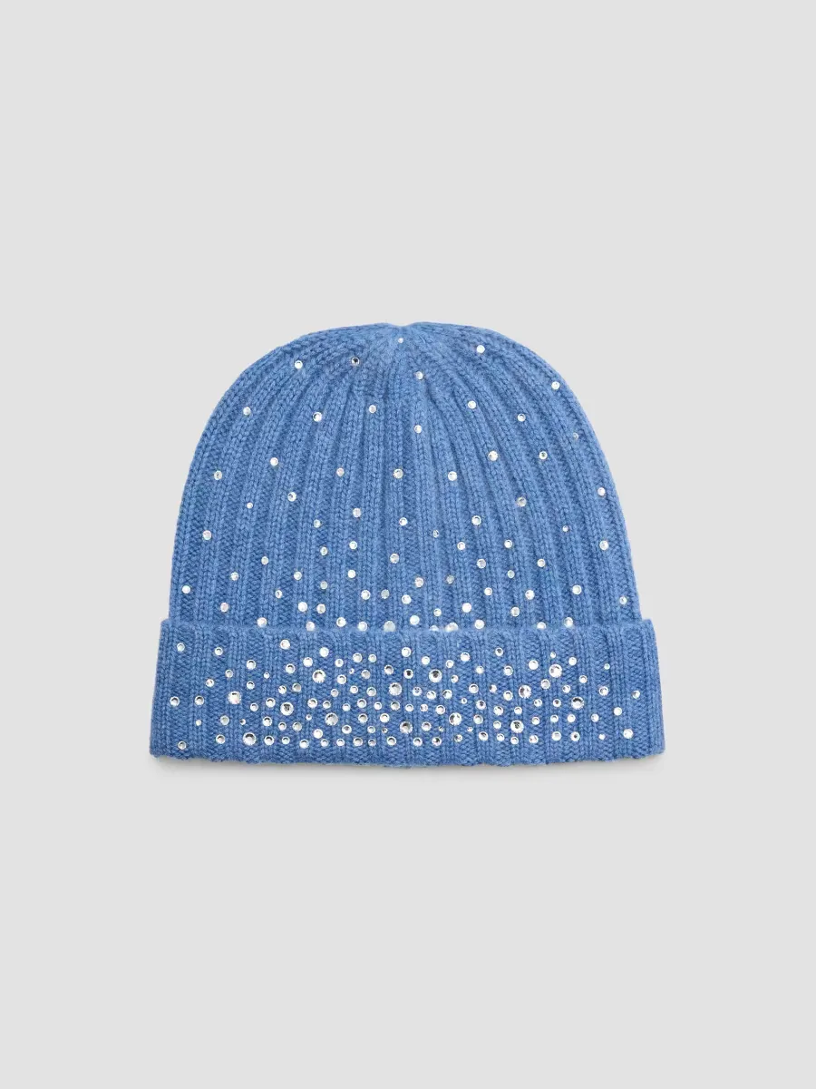 Embellished Asterism Cashmere Beanie - Denim by Carolyn Rowan Collection