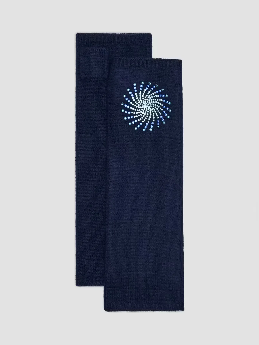 Embellished Cashmere Fingerless Gloves by Carolyn Rowan Collection