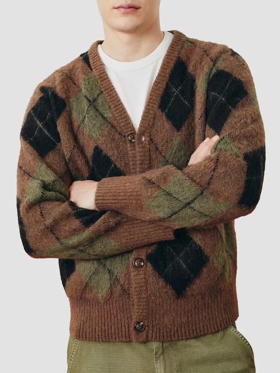Argyle V-Neck Cardigan by Corridor
