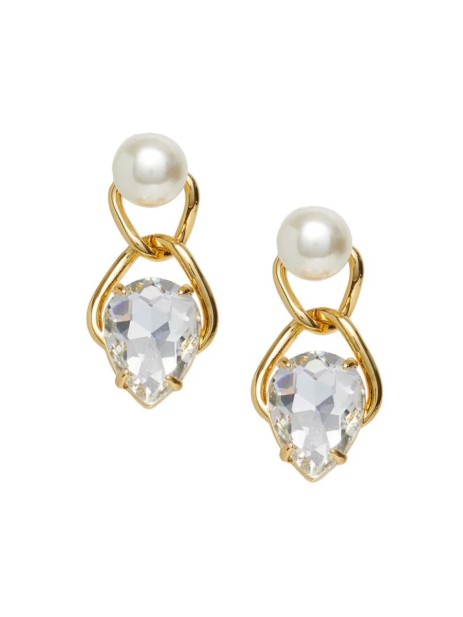 Grecian Vessel 14K-Gold-Plated, Imitation Pearl & Glass Crystal Drop Earrings by Lele Sadoughi