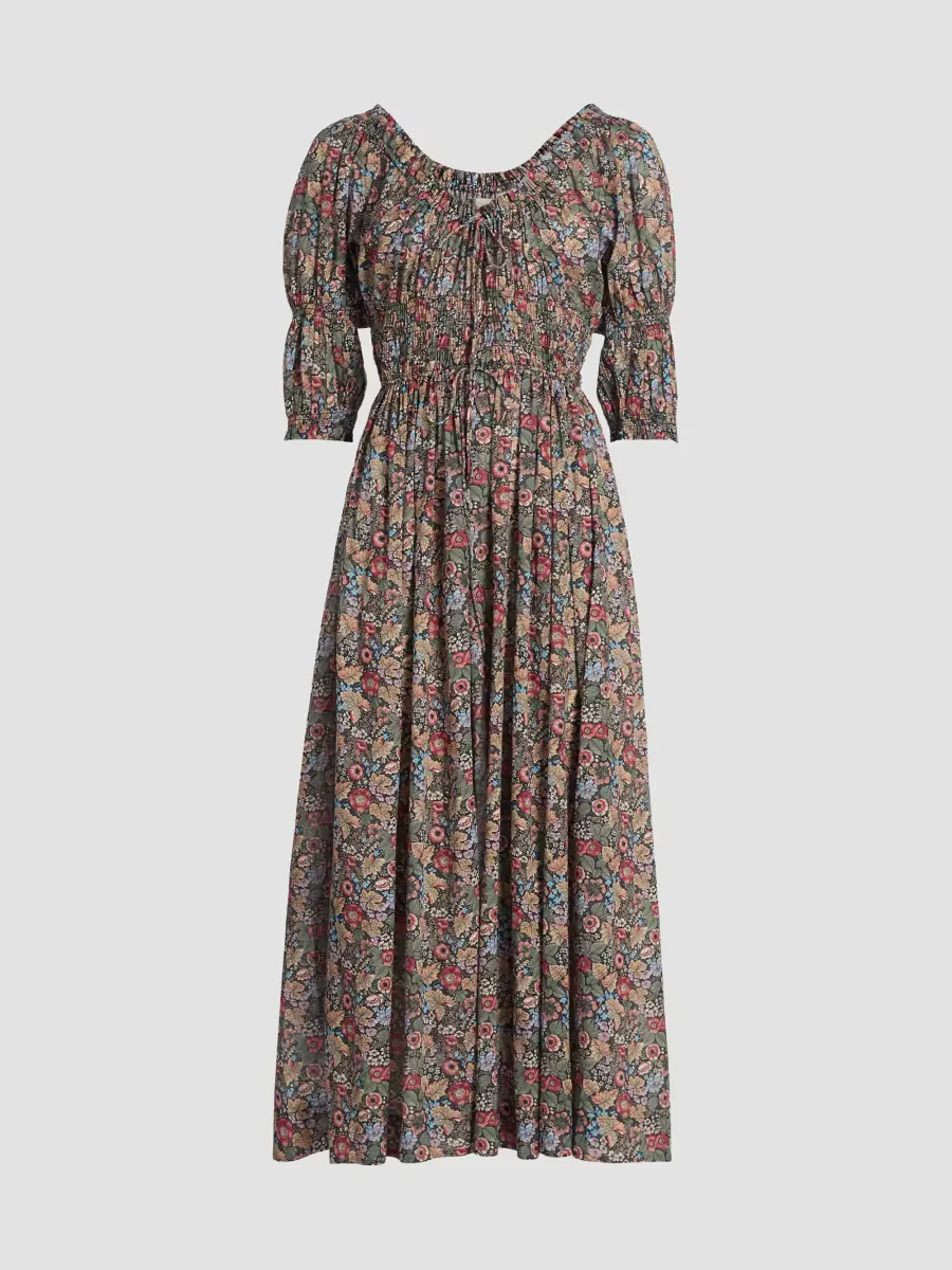 Ischia Floral Cotton Midi-Dress by DEN