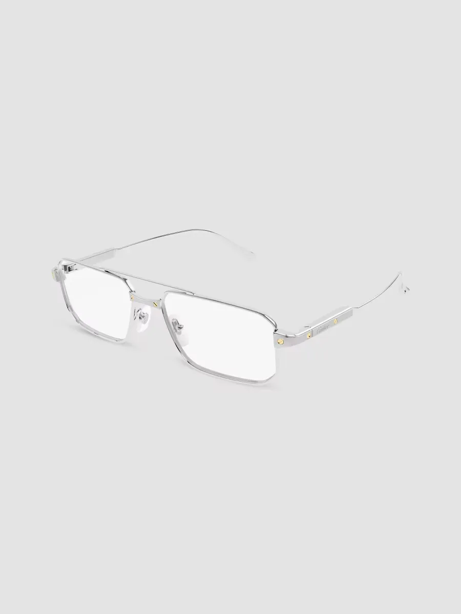 Santos De Cartier 57MM 24K-Gold-Plated Rectangular Eyeglasses
