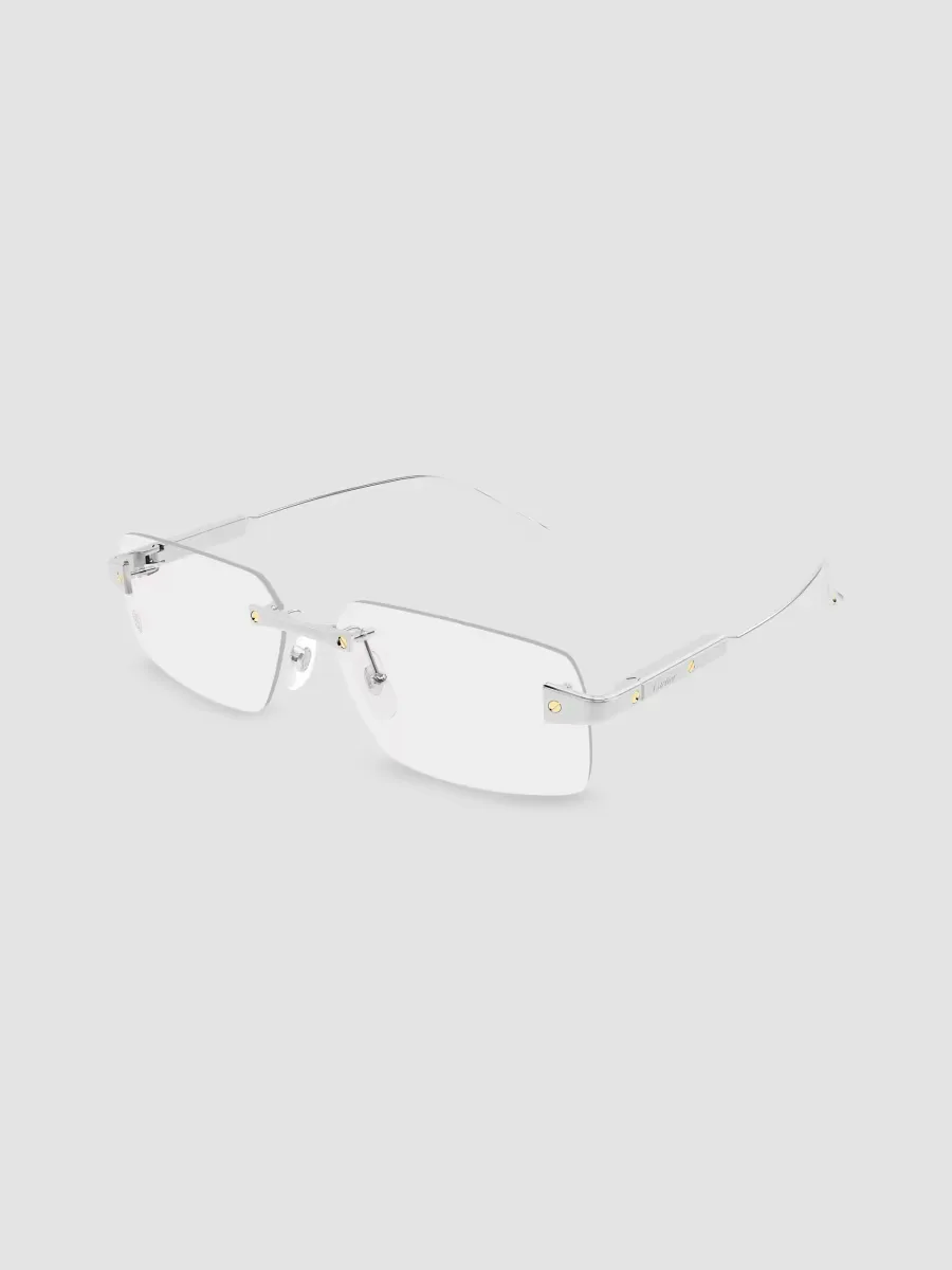 Santos De Cartier 59MM Platinum-Plated Rimless Rectangular Eyeglasses