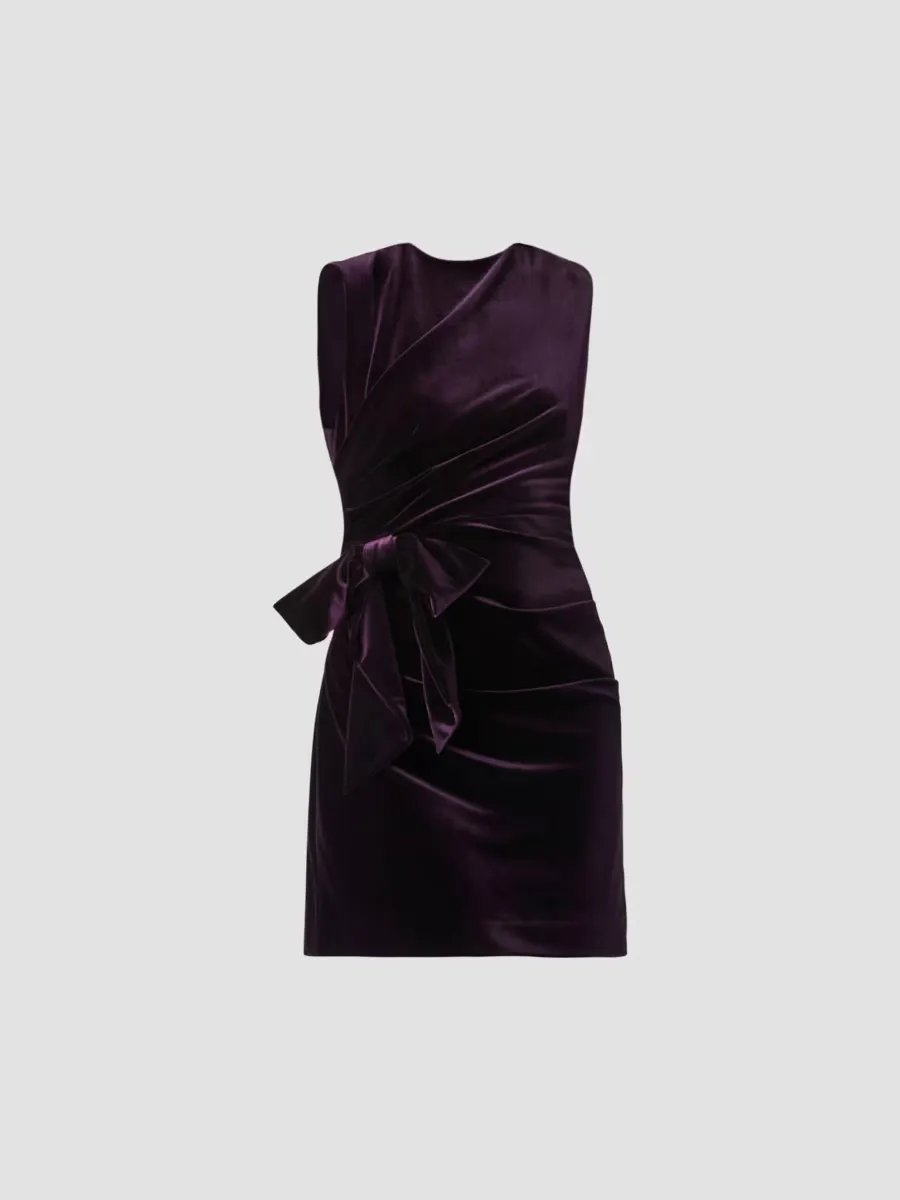 Lee Velvet Bow Mini Dress by Shoshanna