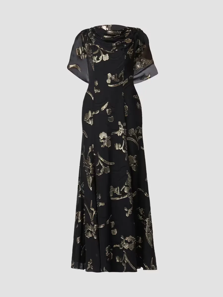 Annalynn Metallic Chiffon A-Line Gown by Shoshanna