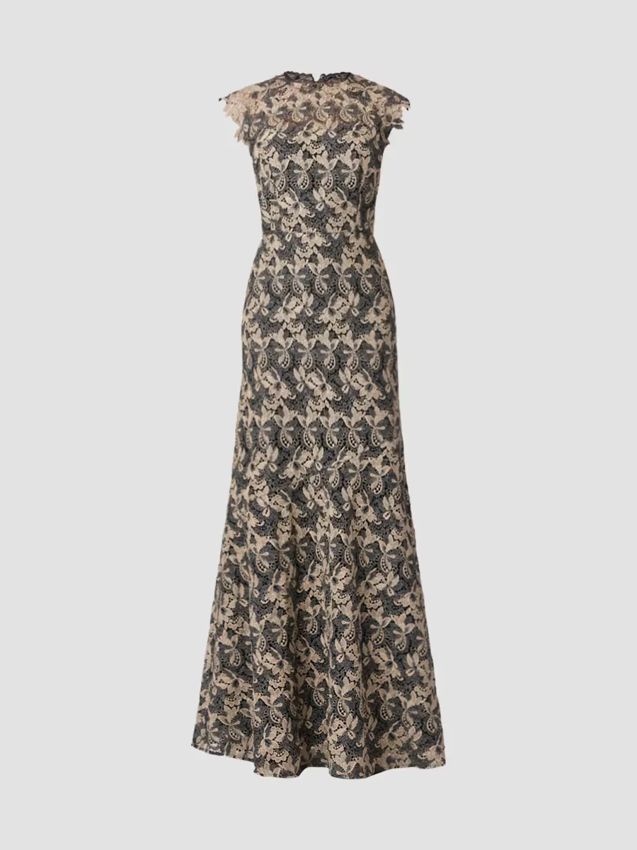 Raven Floral Lace Mermaid Gown by Shoshanna