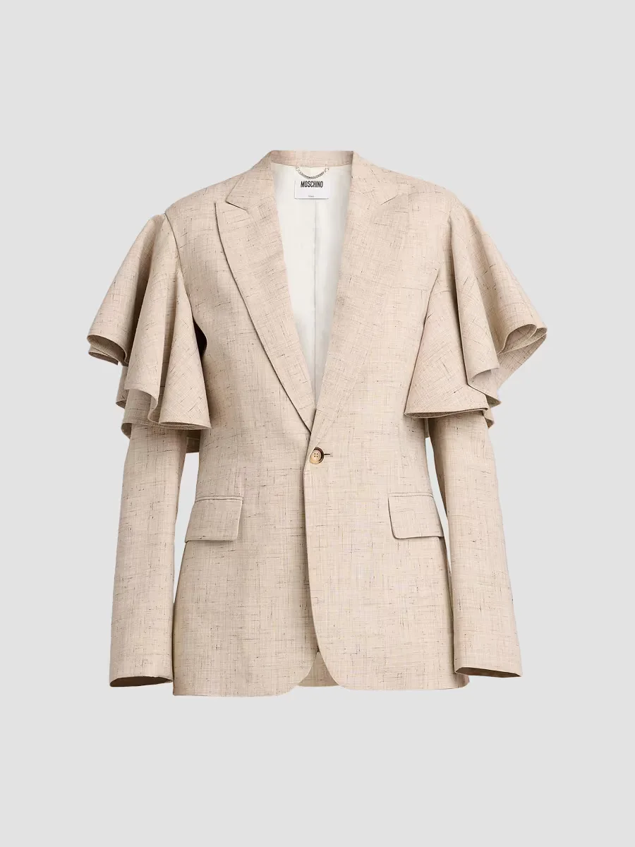 Ruffle Cape Tweed Jacket by Moschino