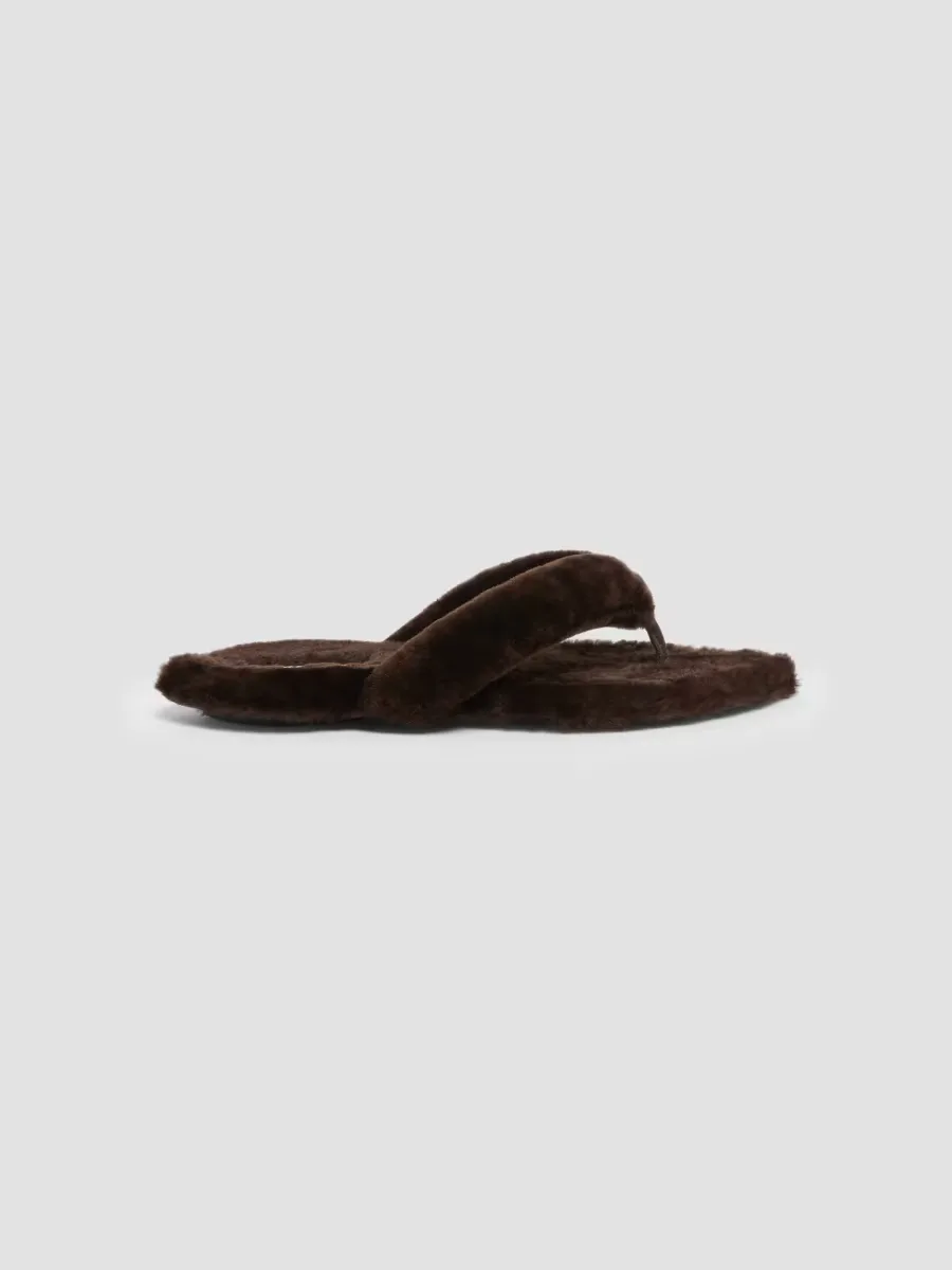 Tong Shearling Flat Sandals by ALAA