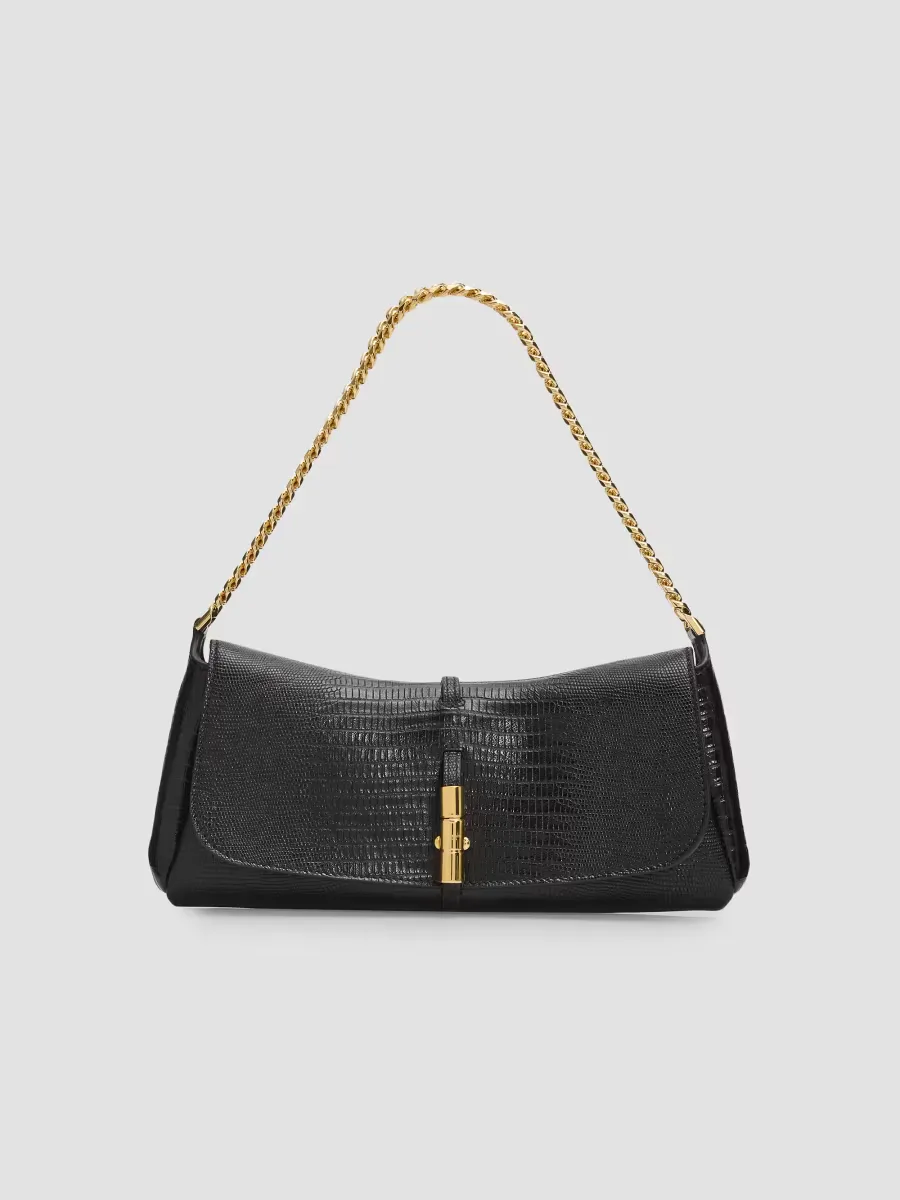 Metropolis Lizard-Embossed Leather Shoulder Bag