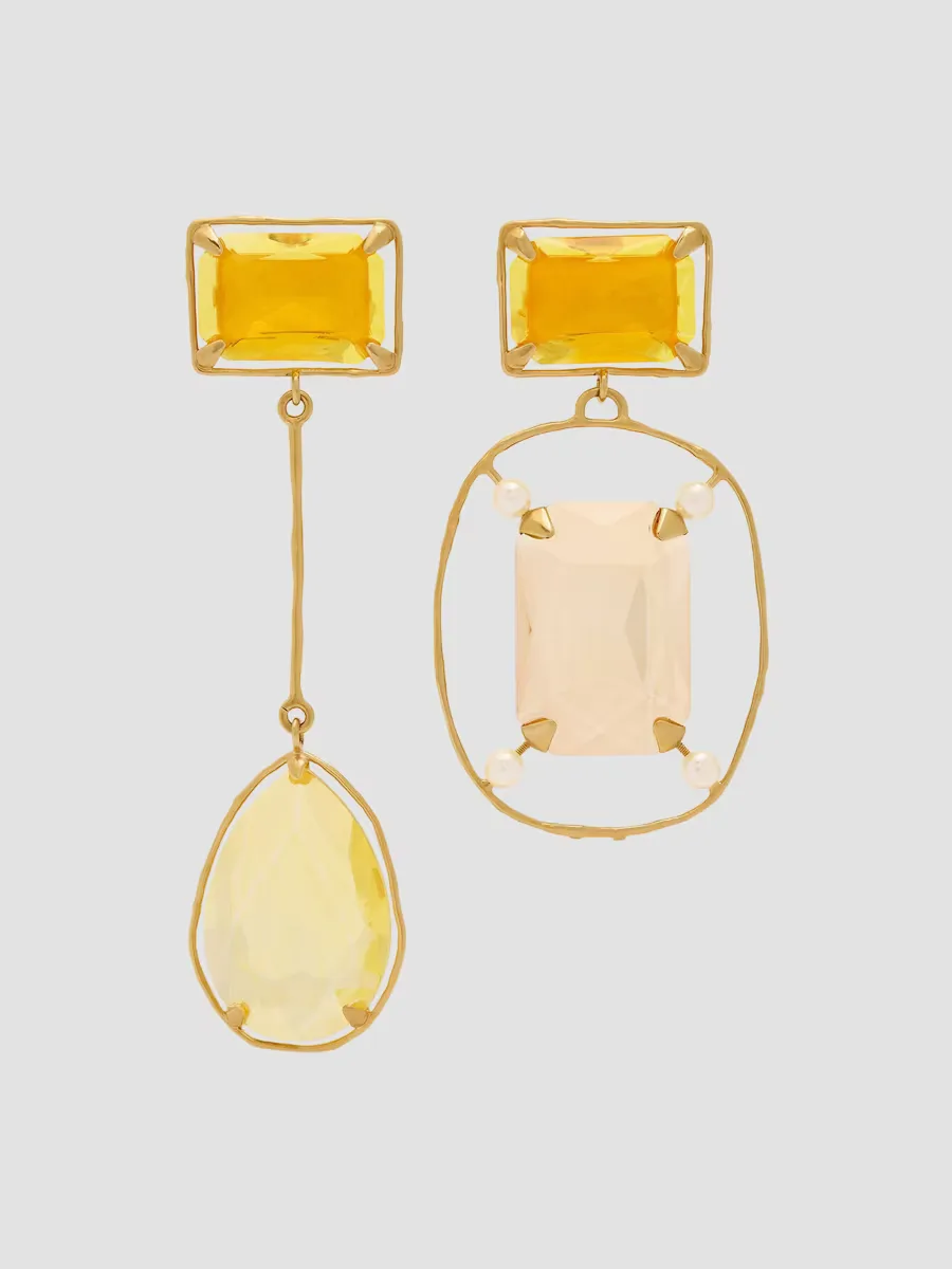 Rainbow Drop Asymmetric Earrings in Metal and Crystals by GIVENCHY
