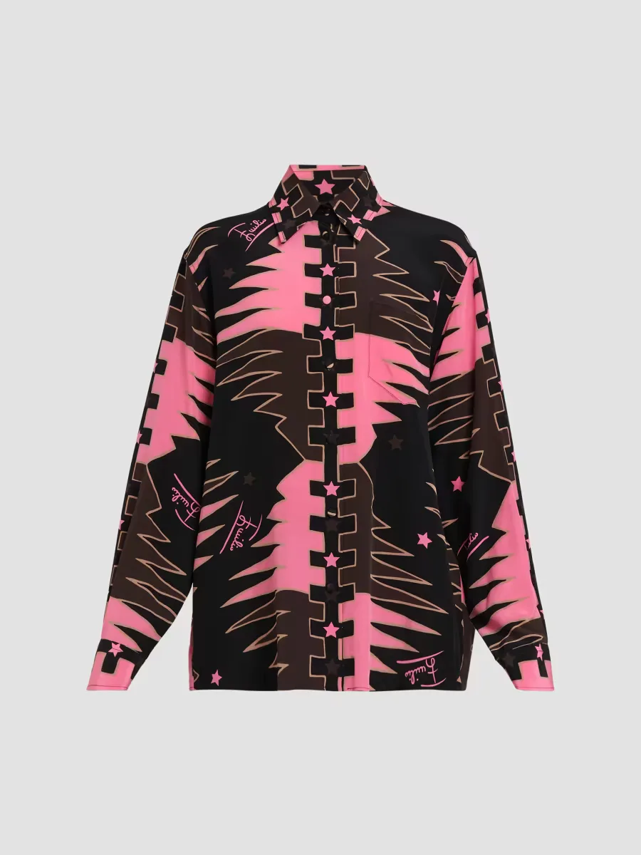 Printed Crepe De Chine Silk Shirt by Pucci
