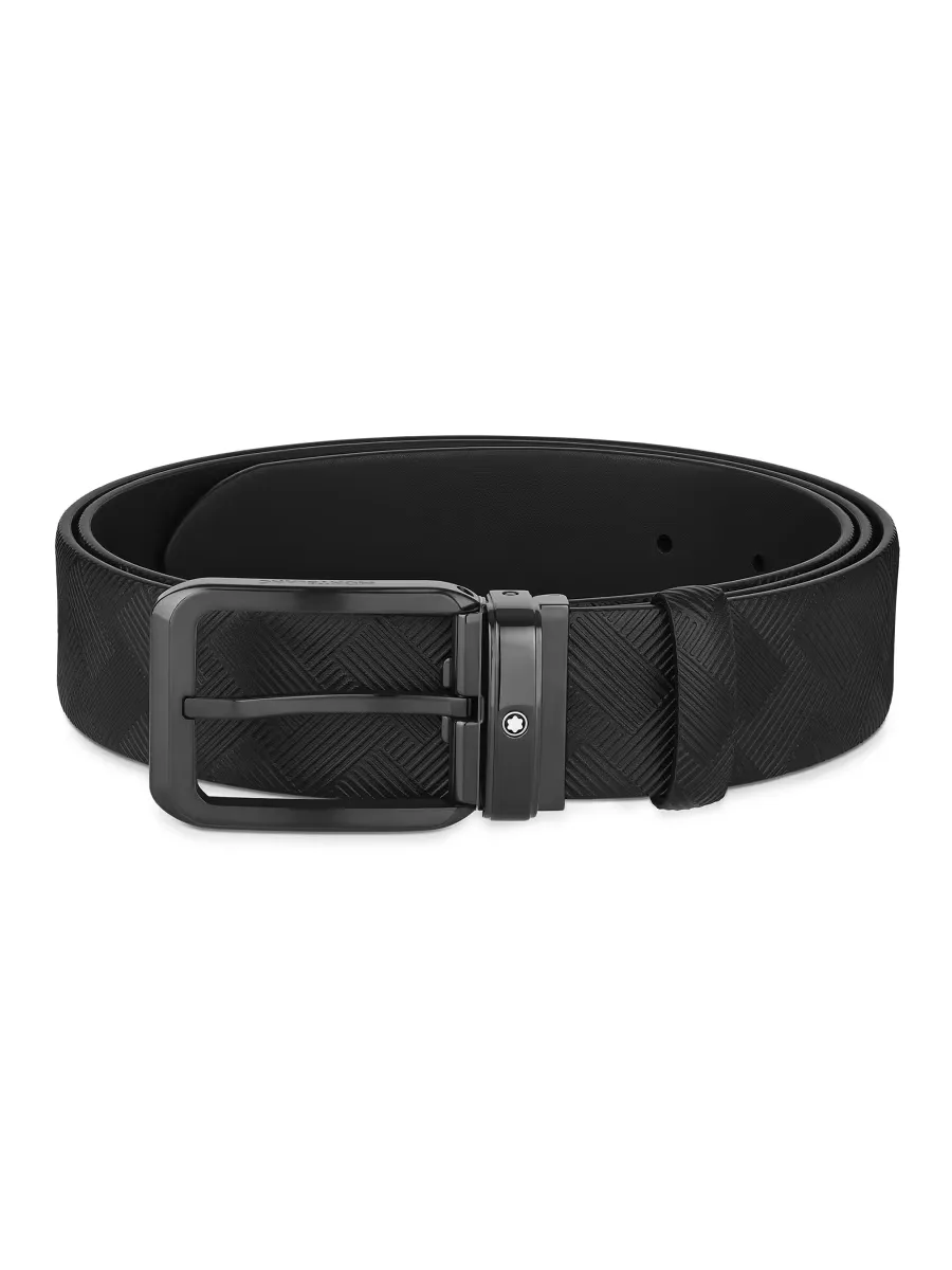 Branded Buckle Leather Cut-to-Size Reversible Belt by Montblanc