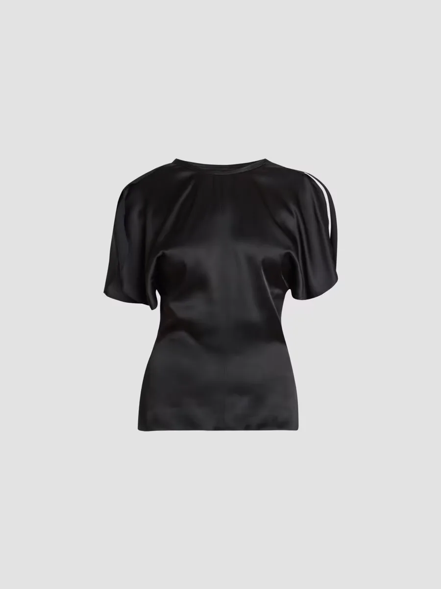 Bela Draped Satin Short-Sleeve Top by Victoria Beckham