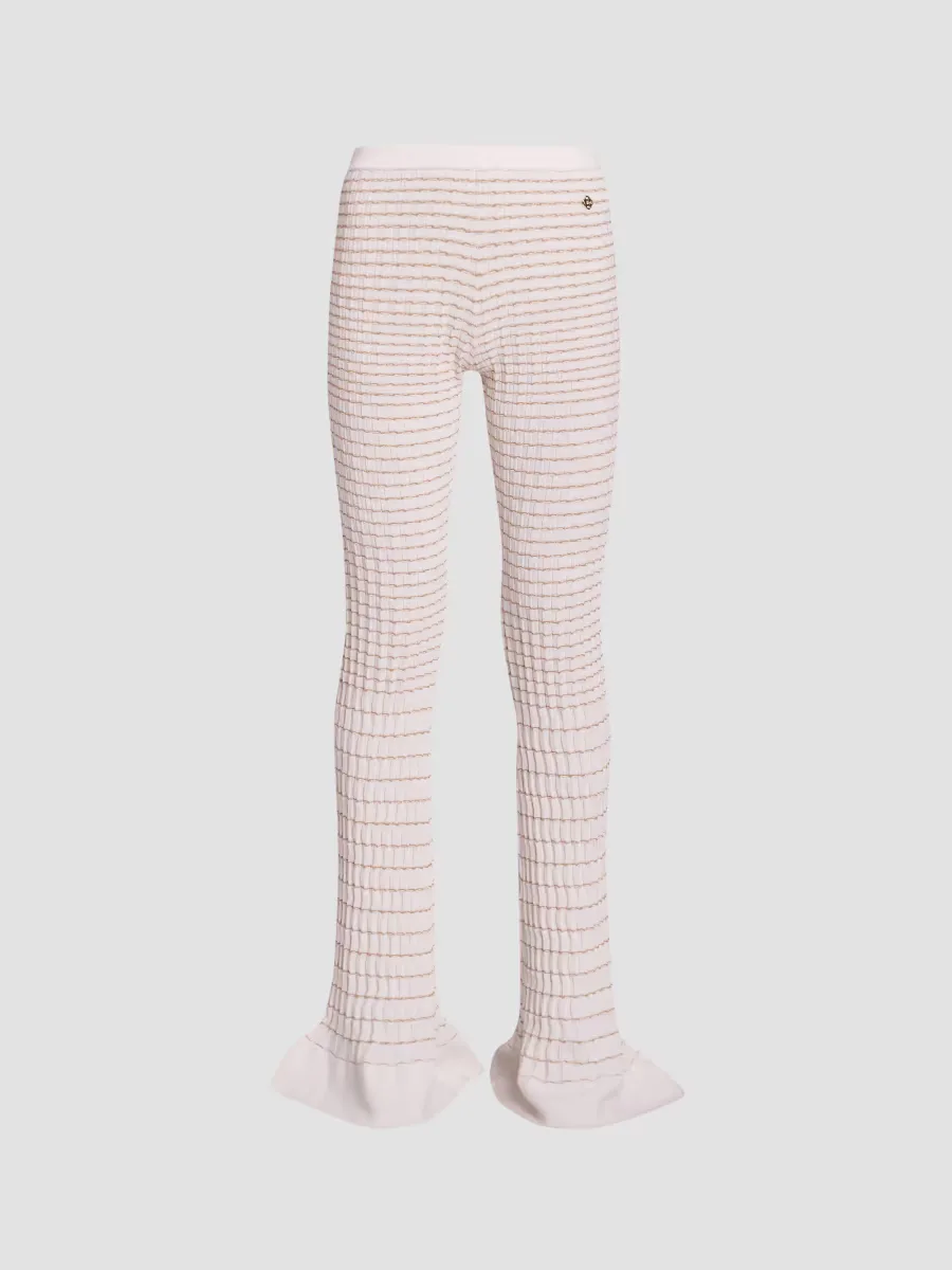 Mosaic Pleated Striped Ruffled-Cuff Pants by Casablanca