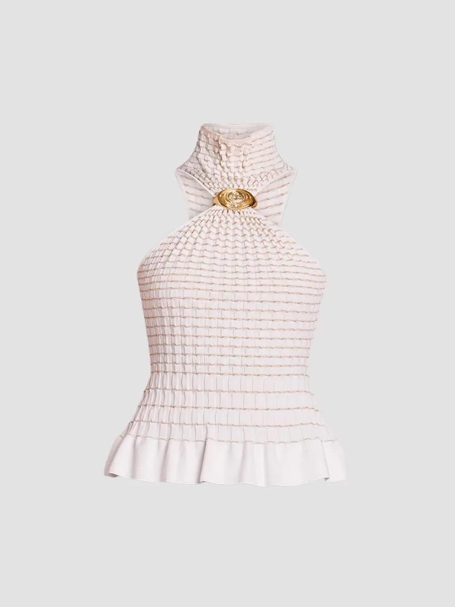Mosaic Pleated Striped Top by Casablanca