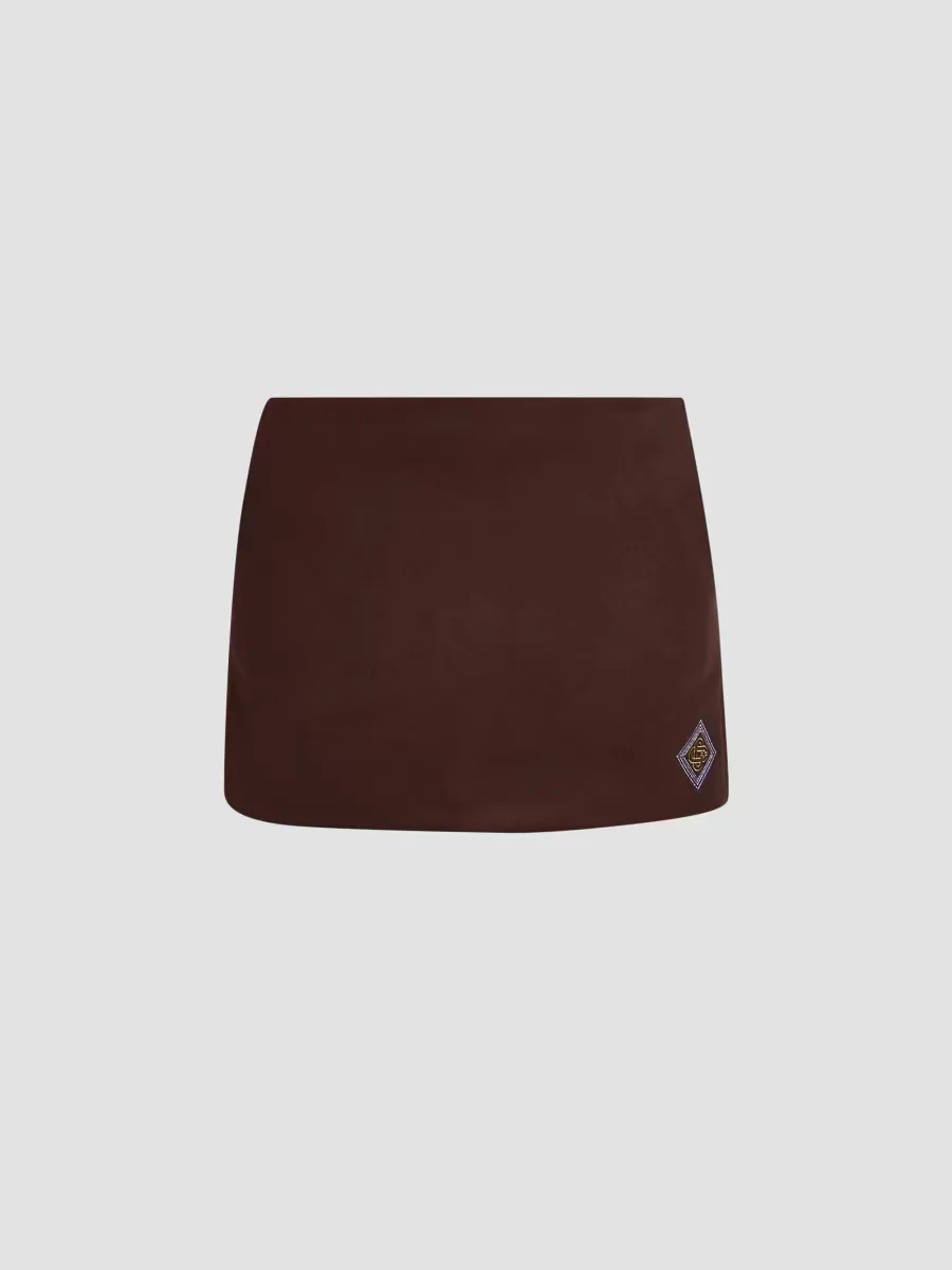 Embroidered Wool Varsity Mini Skirt by Casablanca