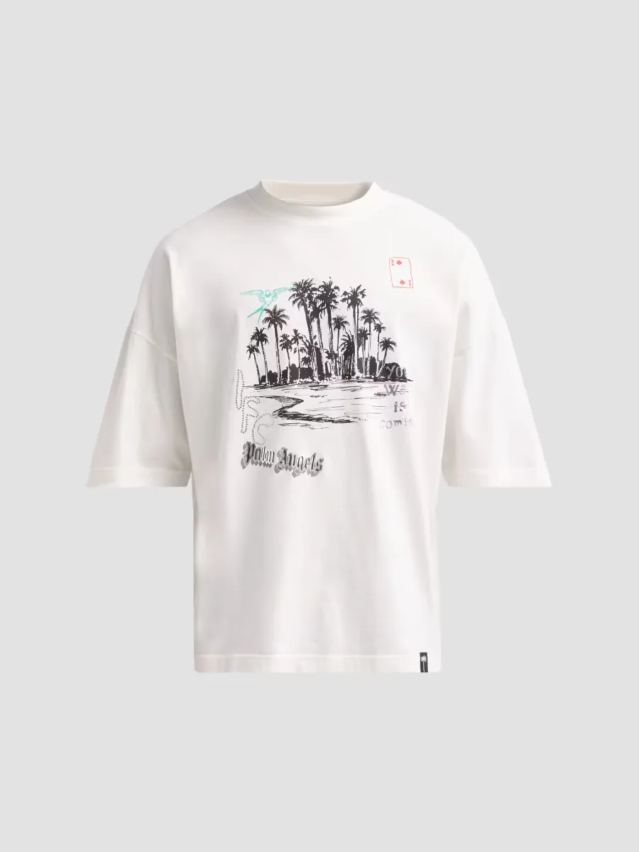 Palm Life Cotton Loose Crewneck T-Shirt by Palm Angels