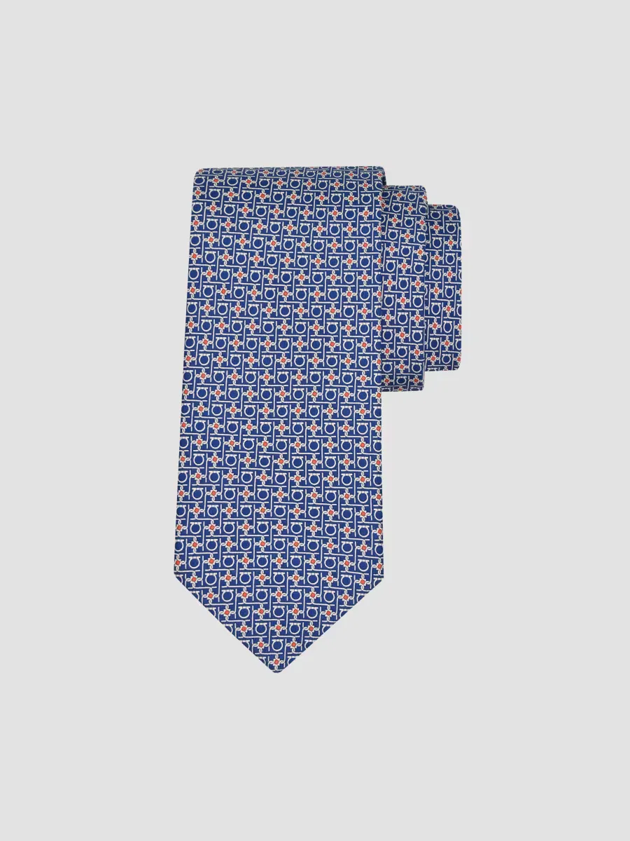 Gancini-Print Silk Tie by Ferragamo