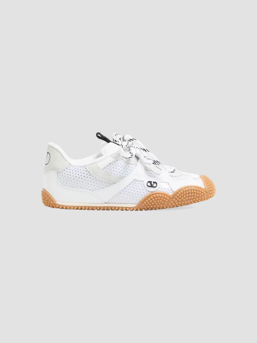 Amphibia Sneakers in Rubberized Calfskin and Split Leather by Valentino