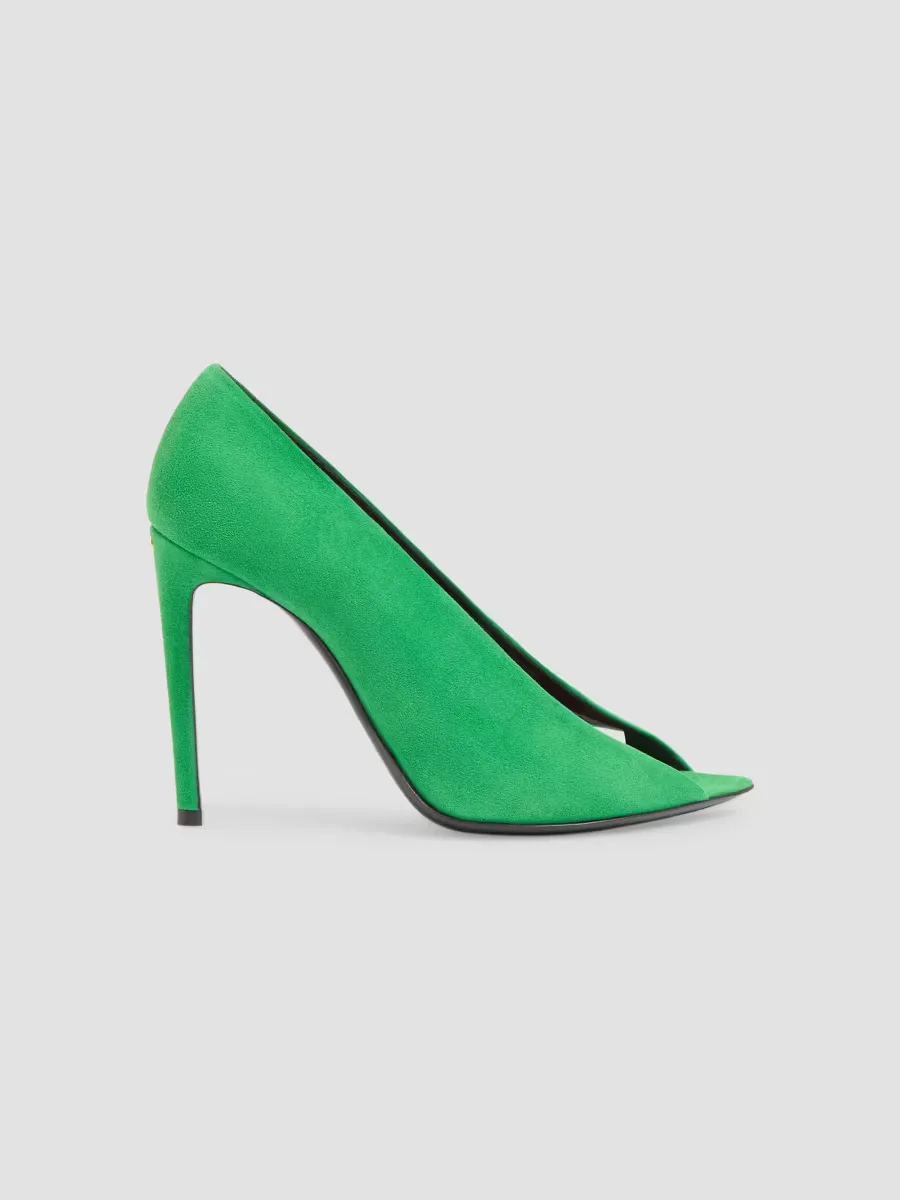 Open Toe 105MM Revele Suede Pumps by Valentino